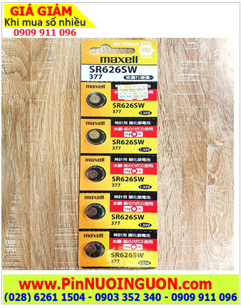COMBO 01vỉ 5viên Pin đồng hồ 1.55v Silver Oxide Maxell SR626SW _Pin 377, Giá chỉ 69.000đ/ Vỉ 5viên